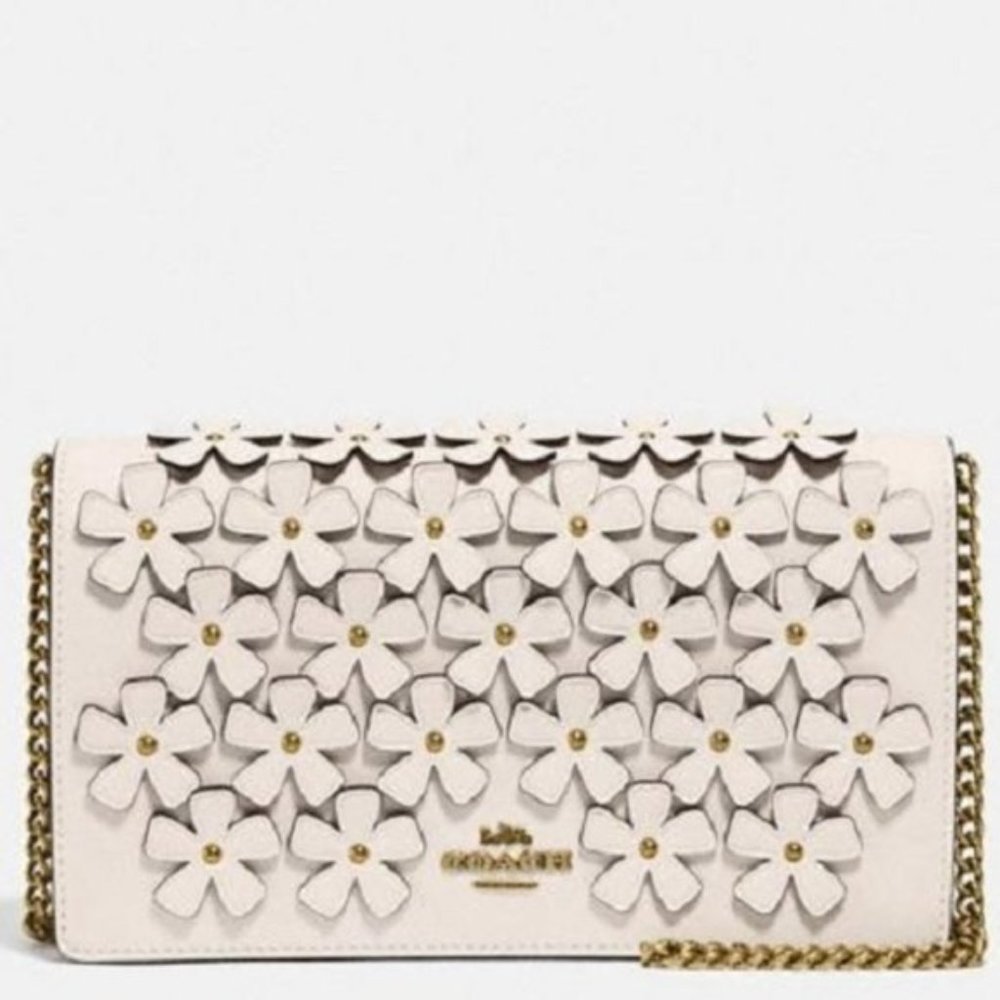 COACH Callie Foldover Floral Chain Clutch